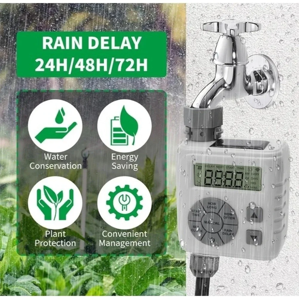 Sprinkler Timer Programmable Irrigation Water Timer for Garden‎ Hose Solar/Batt